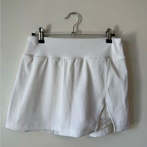 Performance Ribbed White Tennis Skort with Side Slit